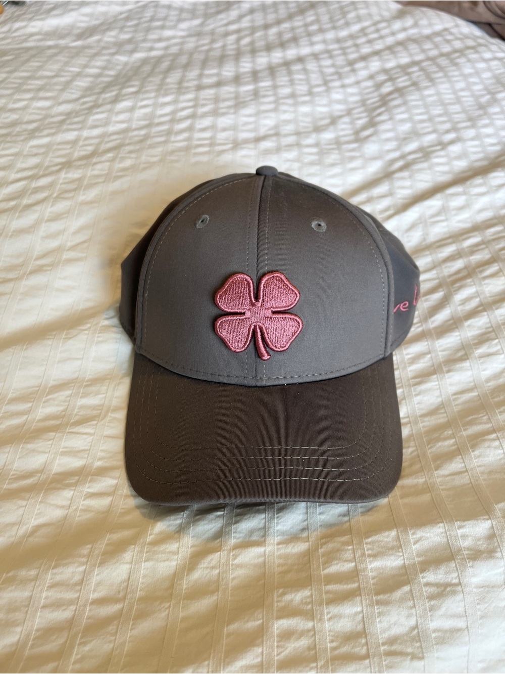 Black Clover Gray Baseball Cap with Pink Clover Patch